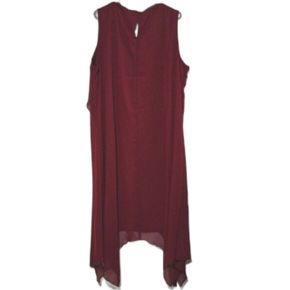 Asymmetrical Women's Plus Sized Cocktail Dress Red Embellished Elegant 4X - Picture 10 of 12